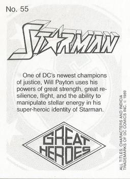 1989 DC Comics Backing Board Cards #55 Starman Back