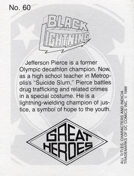 1989 DC Comics Backing Board Cards #60 Black Lightning Back