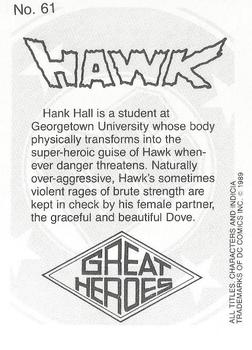 1989 DC Comics Backing Board Cards #61 Hawk Back