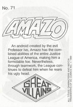 1989 DC Comics Backing Board Cards #71 Amazo Back