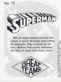 1989 DC Comics Backing Board Cards #72 Superman v.2 #35 Back