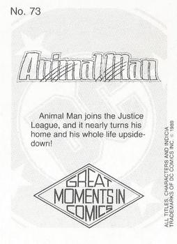 1989 DC Comics Backing Board Cards #73 Animal Man #9 Back