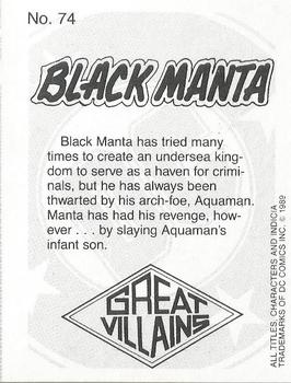 1989 DC Comics Backing Board Cards #74 Black Manta Back