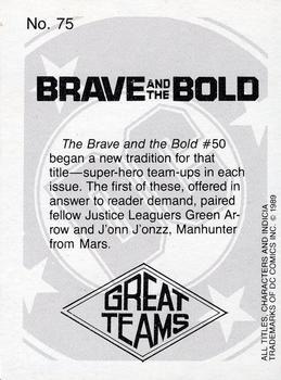 1989 DC Comics Backing Board Cards #75 Brave and the Bold #50 Back
