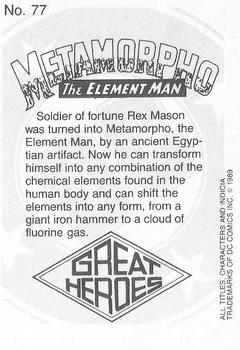 1989 DC Comics Backing Board Cards #77 Metamorpho Back