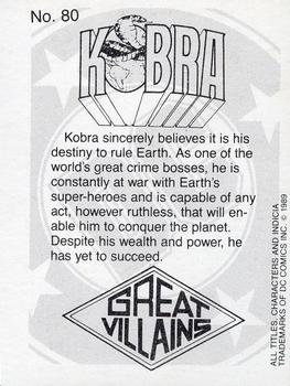 1989 DC Comics Backing Board Cards #80 Kobra Back