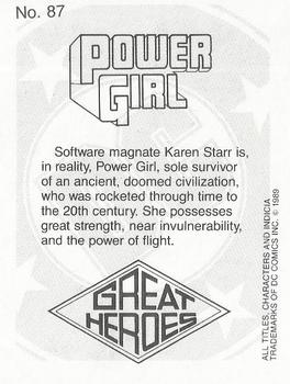 1989 DC Comics Backing Board Cards #87 Power Girl Back