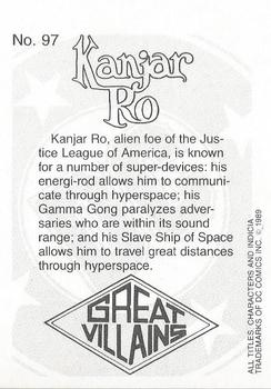 1989 DC Comics Backing Board Cards #97 Kanjar Ro Back