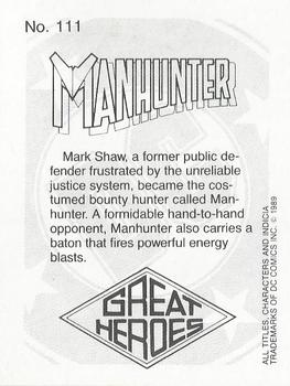 1989 DC Comics Backing Board Cards #111 Manhunter Back