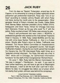 1990 Eclipse Coup d'Etat #26 Jack Ruby Back