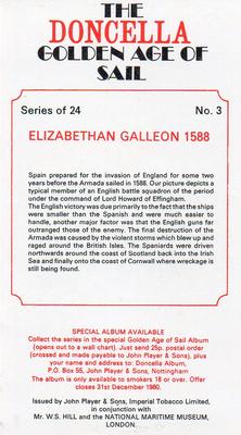 1978 Doncella The Golden Age of Sail #3 Elizabethan Galleon 1588 Back