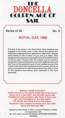 1978 Doncella The Golden Age of Sail #6 Royal Oak 1660 Back