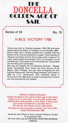 1978 Doncella The Golden Age of Sail #10 H.M.S. Victory 1765 Back