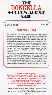 1978 Doncella The Golden Age of Sail #16 Suffolk 1857 Back