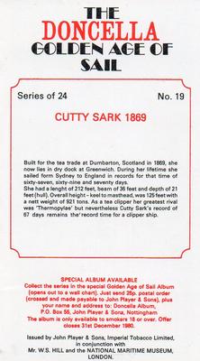 1978 Doncella The Golden Age of Sail #19 Cutty Sark 1869 Back
