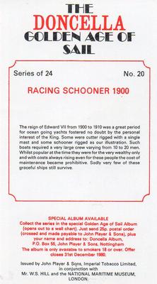 1978 Doncella The Golden Age of Sail #20 Racing Schooner 1900 Back