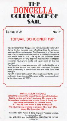 1978 Doncella The Golden Age of Sail #21 Topsail Schooner 1901 Back