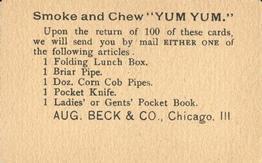1888 Yum Yum Tobacco Presidents (N472) #NNO George Washington Back