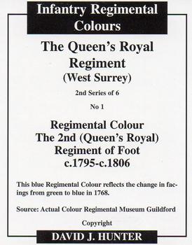 2012 Regimental Colours : The Queen's Royal Regiment (West Surrey) 2nd Series #1 Regimental Colour The 2nd (Queen's Royal) Regiment of Foot c. 1795-c. 1806 Back