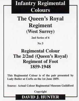 2012 Regimental Colours : The Queen's Royal Regiment (West Surrey) 2nd Series #3 Regimental Colour The 2/2nd (Queen's Royal) Regiment of Foot 1859-1948 Back