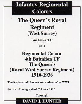 2012 Regimental Colours : The Queen's Royal Regiment (West Surrey) 2nd Series #4 Regimental Colour 4th Battalion TF The Queen's (Royal West Surrey Regiment) 1910-1938 Back