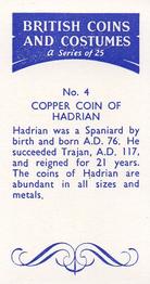 1966 British Coins and Costumes #4 Copper Coin of Hadrian Back
