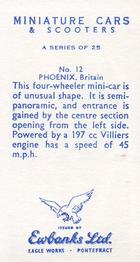 1960 Ewbanks Miniature Cars & Scooters #12 Phoenix Back