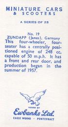 1960 Ewbanks Miniature Cars & Scooters #19 Zundapp (Janus) Back