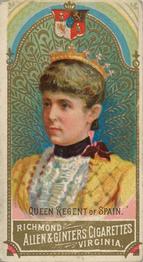 1889 Allen & Ginter World's Sovereigns (N34) #NNO Queen Regent Of Spain Front