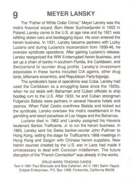 1991 Eclipse Drug Wars #9 Meyer Lansky Back