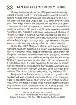 1991 Eclipse Drug Wars #33 Dan Quayle's Smoky Trail Back