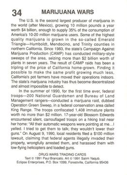 1991 Eclipse Drug Wars #34 Marijuana Wars Back