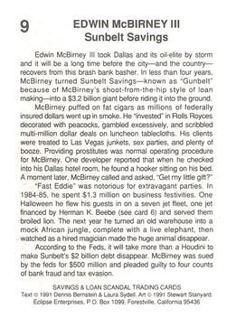 1991 Eclipse Savings & Loan Scandal #9 Edwin McBirney III Back