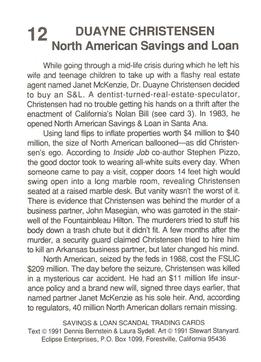 1991 Eclipse Savings & Loan Scandal #12 Duayne Christensen Back