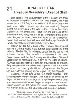 1991 Eclipse Savings & Loan Scandal #21 Donald Regan Back