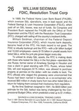 1991 Eclipse Savings & Loan Scandal #26 William Seidman Back