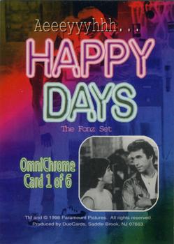 1998 DuoCards Happy Days Collection - The FonzSet Omnichrome #1 of 6 Aeeeyyyhhh... Back