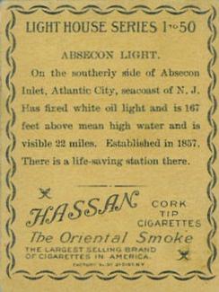 1911 American Tobacco Company Lighthouse Series (T77) #NNO Absecon Light Back