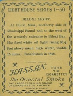 1911 American Tobacco Company Lighthouse Series (T77) #NNO Biloxi Light Back