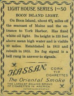 1911 American Tobacco Company Lighthouse Series (T77) #NNO Boon Island Light Back