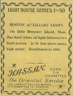 1911 American Tobacco Company Lighthouse Series (T77) #NNO Boston Auxiliary Light Back