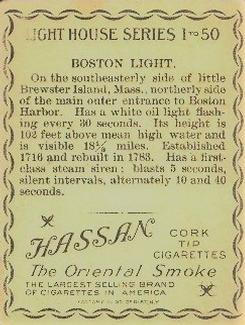 1911 American Tobacco Company Lighthouse Series (T77) #NNO Boston Light Back