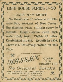 1911 American Tobacco Company Lighthouse Series (T77) #NNO Cape May Light Back