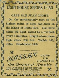 1911 American Tobacco Company Lighthouse Series (T77) #NNO Cape San Juan Light Back