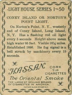 1911 American Tobacco Company Lighthouse Series (T77) #NNO Coney Island Light Back