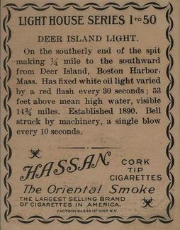 1911 American Tobacco Company Lighthouse Series (T77) #NNO Deer Island Light Back