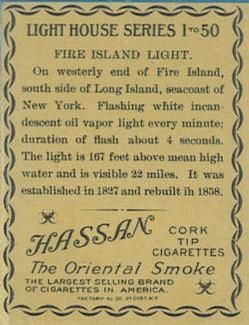 1911 American Tobacco Company Lighthouse Series (T77) #NNO Fire Island Light Back