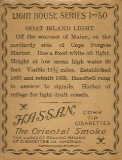 1911 American Tobacco Company Lighthouse Series (T77) #NNO Goat Island Light Back