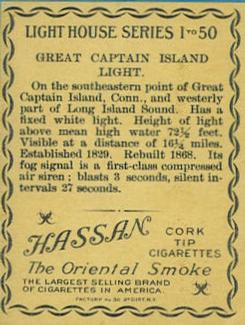 1911 American Tobacco Company Lighthouse Series (T77) #NNO Great Captain Island Light Back