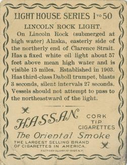 1911 American Tobacco Company Lighthouse Series (T77) #NNO Lincoln Rock Light Back